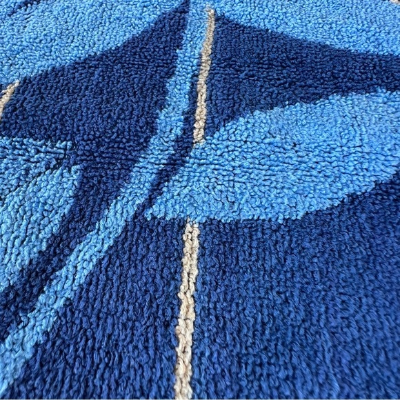 VTG Cannon Monticello Striped Leaf 2-Piece Bath Towel Set Blue MCM Retro USA GUC - Picture 8 of 10